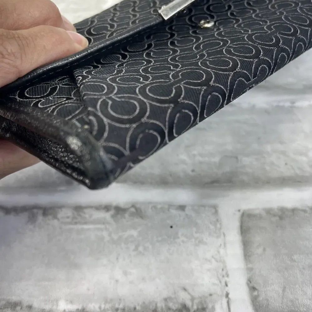 Coach Madison Op Art Black Envelope Signature Slim Envelope Wallet